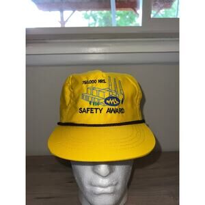 1980s 90s Vintage Safety Award 750,000 Hours Yellow Hat Headwear VTG OS